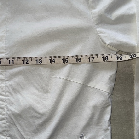 Crossing Pointe White Long Sleeve Embroidery Embellished Button Down Shirt Sz L - Picture 9 of 11